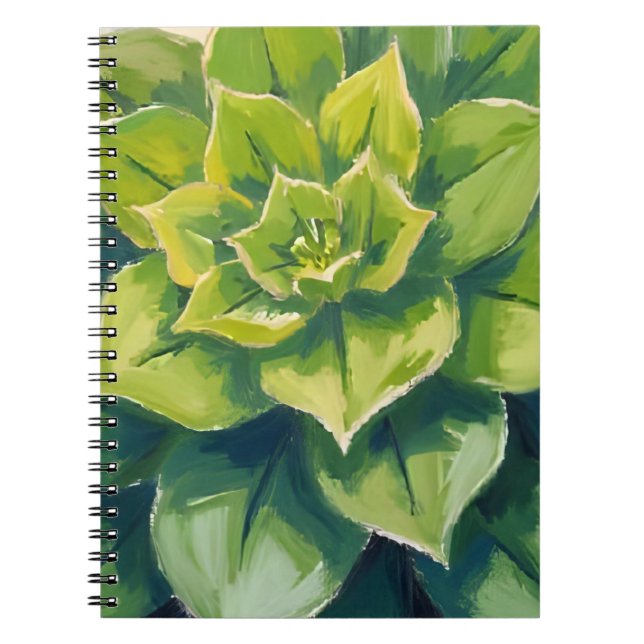 Green Succulent Plant Painting Botanical Notebook (Front)