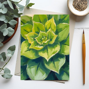 Green Succulent Plant Painting Postcard