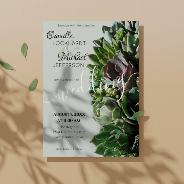Green Succulent Wedding Invitations (Creator Uploaded)