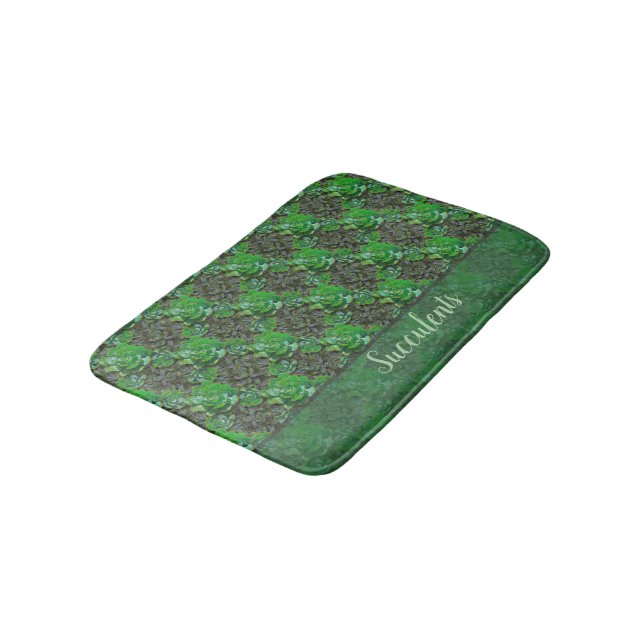 Green Succulents Bath Mat (Angled)