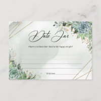 Green succulents eucalyptus foliage Date Jar Card