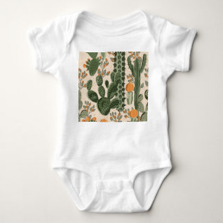 Green succulents, orange flowers, beach wallpaper. baby bodysuit