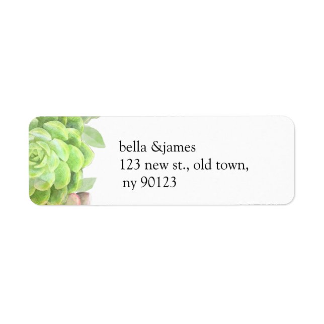 Green Succulents Wedding Address Labels (Front)