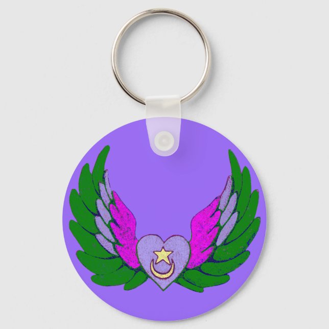 Green Sufi Winged Heart keychain (Front)