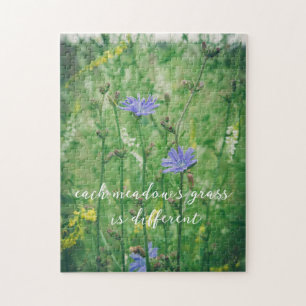 Green summer meadow with blue flowers  jigsaw puzzle