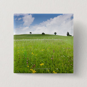 green summer meadows in bavaria, ostallgÃ¤u with 15 Cm Square Badge