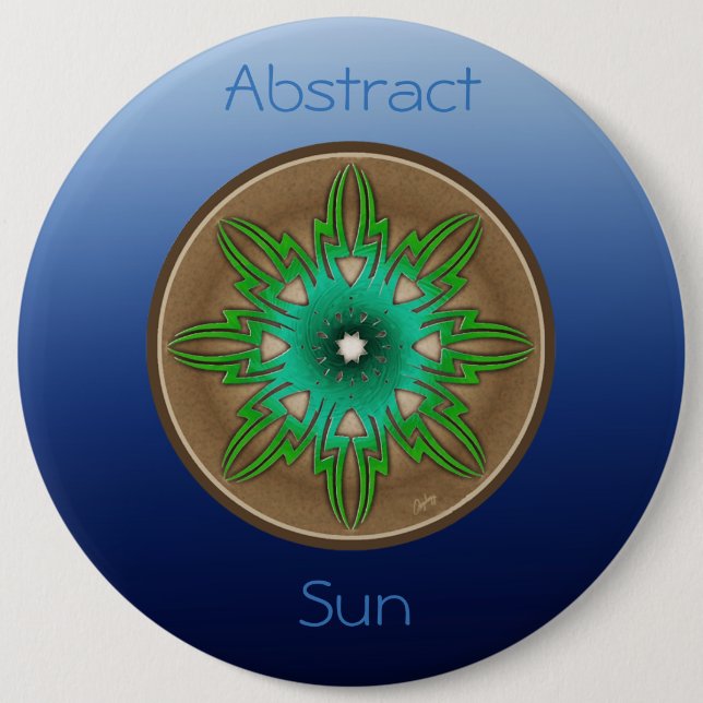 Green Sun 6 Cm Round Badge (Front)