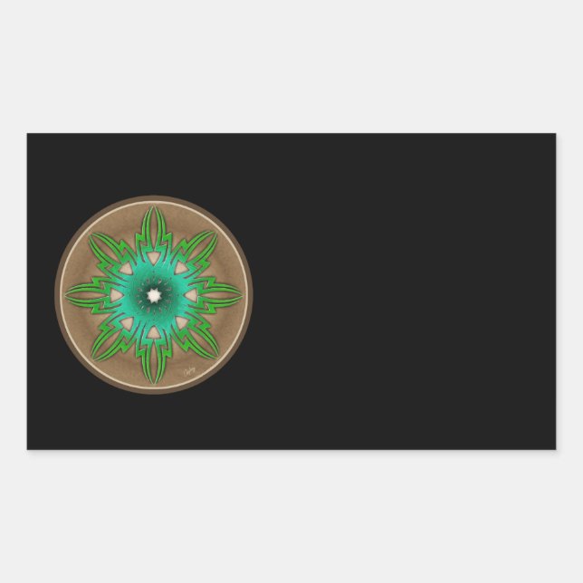 Green Sun Rectangular Sticker (Front)