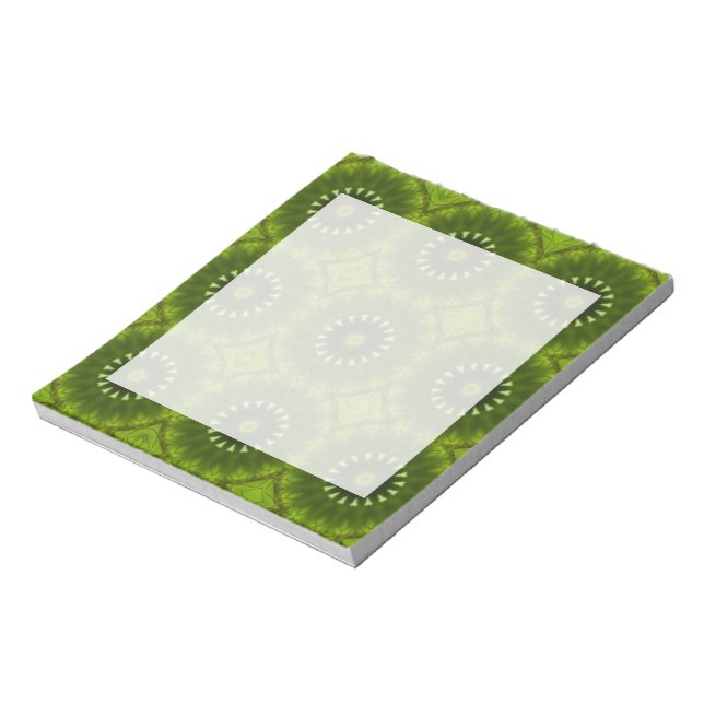 Green Sunburst Abstract Kaleidoscope Pattern Notepad (Rotated)