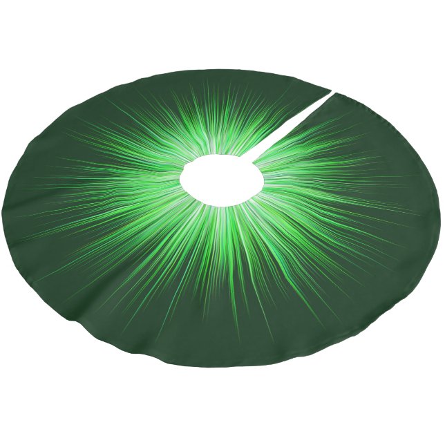 Green Sunburst Pattern Brushed Polyester Tree Skirt (Angled)