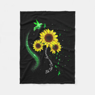 Green Sunflower Bile Duct Cancer Awareness Fleece Blanket