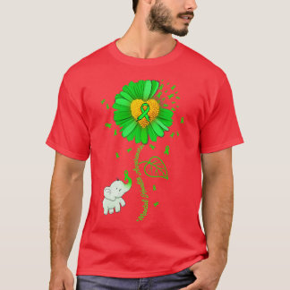 Green Sunflower Elephant Spread Mental Health Awar T-Shirt