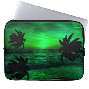 GREEN SUNSETS OCEAN SCENIC   LAPTOP SLEEVE
