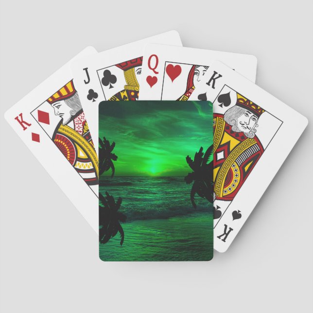 GREEN SUNSETS OCEAN SCENIC   PLAYING CARDS (Back)