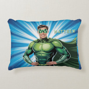 Green Superhero Boys Birthday Party Gift Decorative Cushion