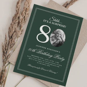 Green Surprise 80th Birthday Party Invitation