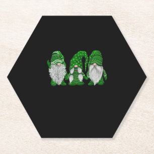 Green Sweater Gnome St. Patrick's Day Irish Gnome Paper Coaster