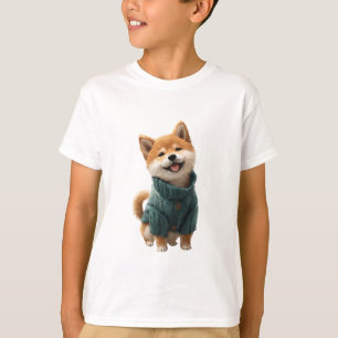Green Sweater Shiba Puppy Kids