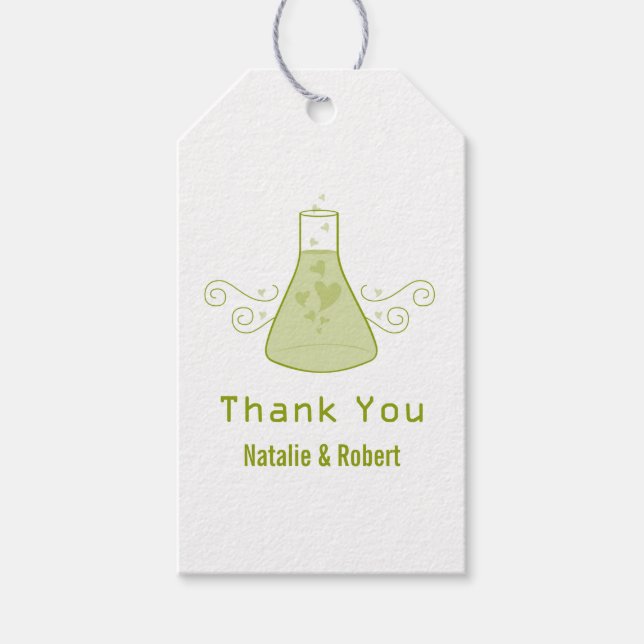 Green Sweet Chemistry Wedding Gift Tags (Front)