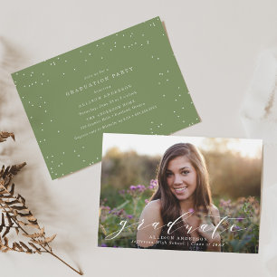 Green   Sweet Script Photo Graduation Party Invitation