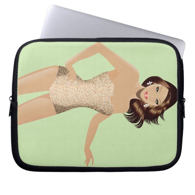 Green Swimsuit Girl Laptop Case (Front)