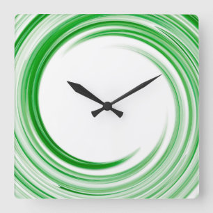 Green Swirl Abstract Art #3 Square Wall Clock