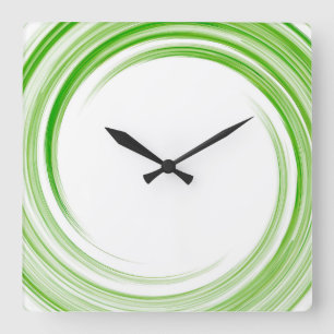 Green Swirl Abstract Art Square Wall Clock