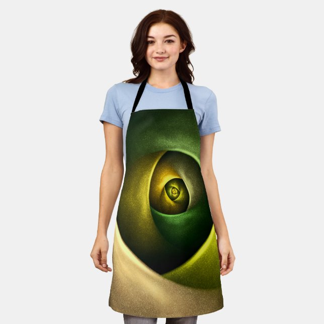 Green Swirl Floral Modern Abstract Art Pattern #23 Apron (Worn)