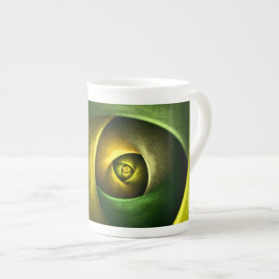 Green Swirl Floral Modern Abstract Art Pattern #23 Bone China Mug