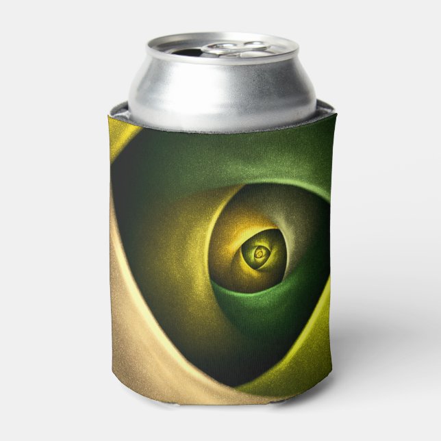 Green Swirl Floral Modern Abstract Art Pattern #23 Can Cooler (Can Front)