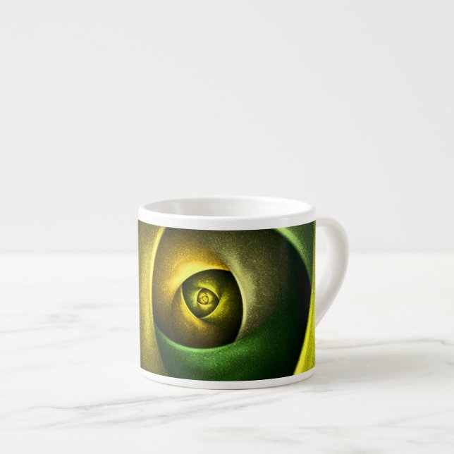 Green Swirl Floral Modern Abstract Art Pattern #23 Espresso Cup (Front Right)