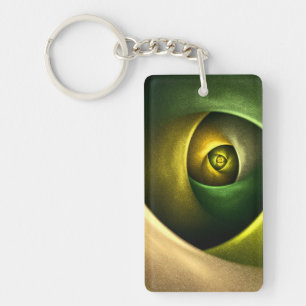 Green Swirl Floral Modern Abstract Art Pattern #23 Key Ring