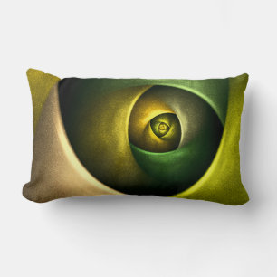 Green Swirl Floral Modern Abstract Art Pattern #23 Lumbar Cushion