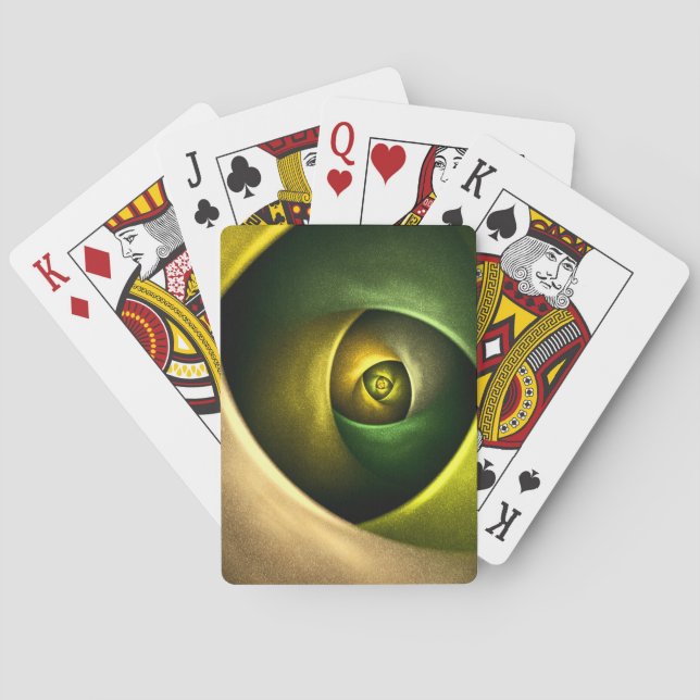 Green Swirl Floral Modern Abstract Art Pattern #23 Playing Cards (Back)