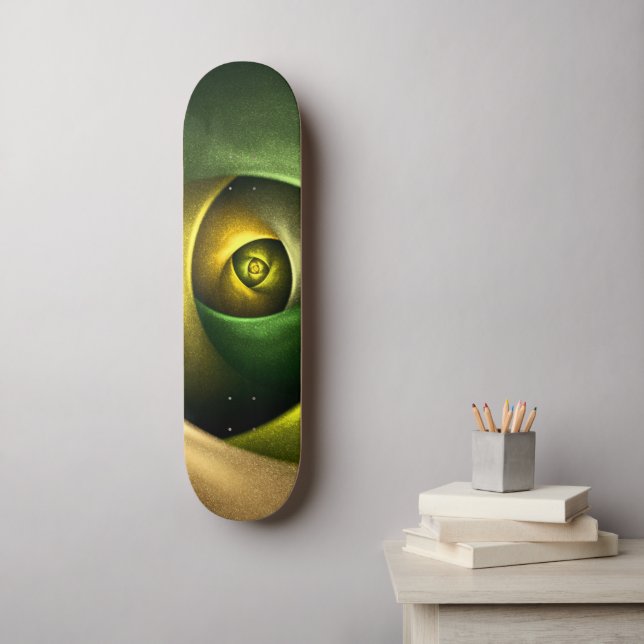 Green Swirl Floral Modern Abstract Art Pattern #23 Skateboard (Wall Art)