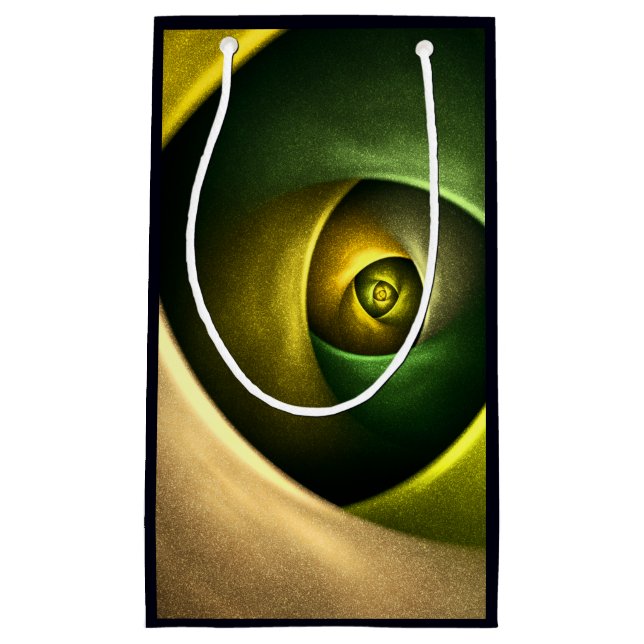 Green Swirl Floral Modern Abstract Art Pattern #23 Small Gift Bag (Front)