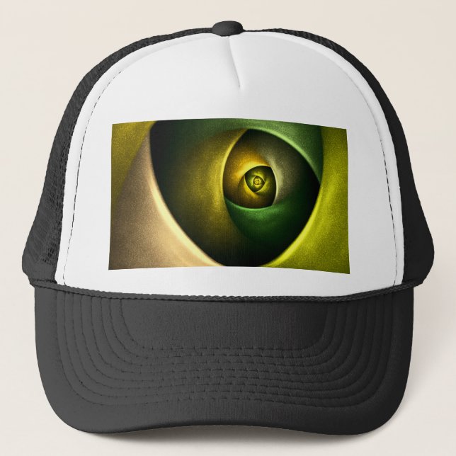 Green Swirl Floral Modern Abstract Art Pattern #23 Trucker Hat (Front)
