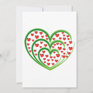 Green Swirl Heart Filled with Red Hearts Invitation