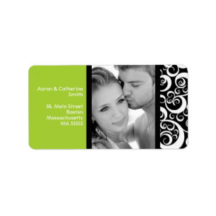 Green Swirl Photo Address Labels