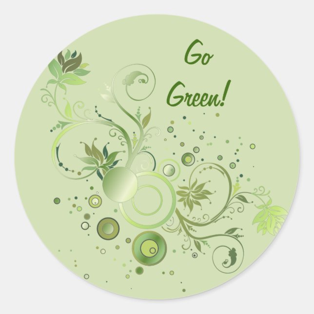 Green Swirls Classic Round Sticker (Front)