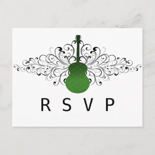 Green Swirls Guitar RSVP Postcard