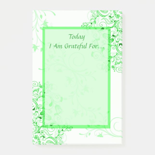 Green Swirls Helpful Self Help Healing Gratitude Post-it Notes (Front)