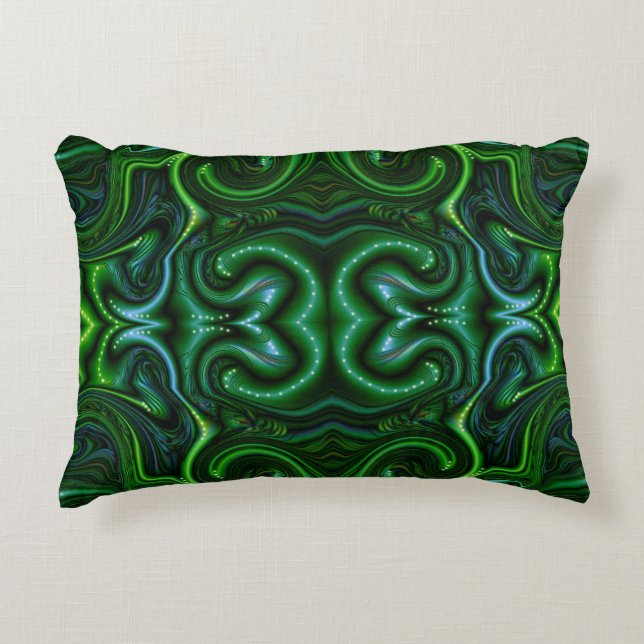 Green Swirly Spotted Abstract Fine Art  Decorative Cushion (Front)