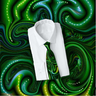 Green Swirly Spotted Abstract Fine Art  Tie