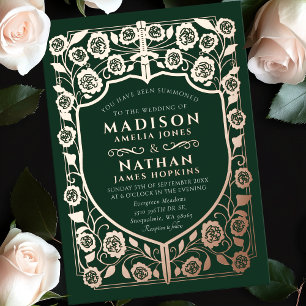 Green Sword Shield Mediaeval Monogram Wedding