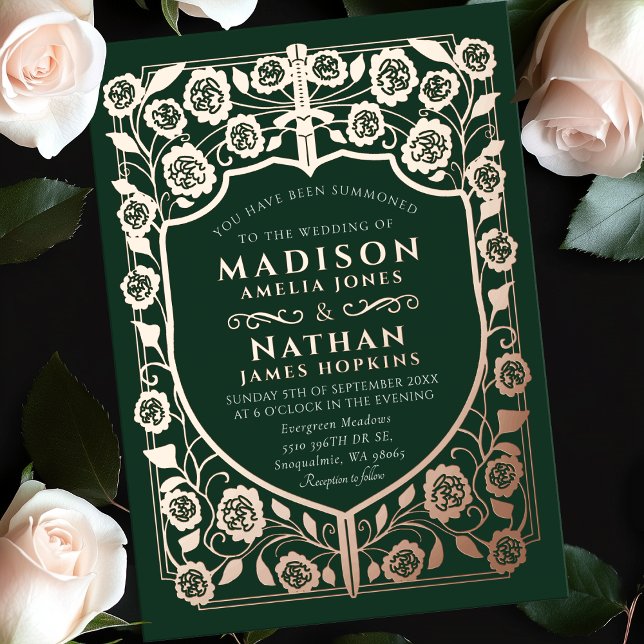 Green Sword Shield Mediaeval Monogram Wedding (Creator Uploaded)