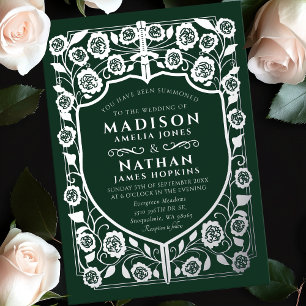 Green Sword Shield Mediaeval Monogram Wedding