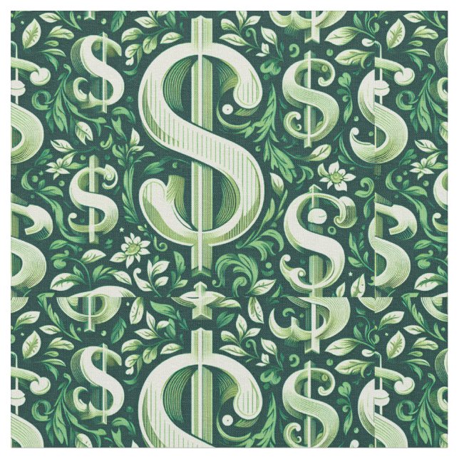 green symbol dollar sign fabric (Close Up)