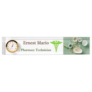 Green Symbol Pharmacy Technician Acrylic  Nameplate