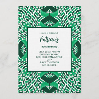 Green Symmetric Pattern Birthday Invitation